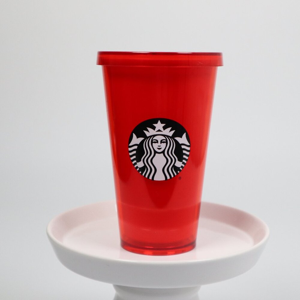Starbucks Jelly Red Grande Tumbler Translucent Cold Cup 16 oz No Straw - Picture 1 of 5